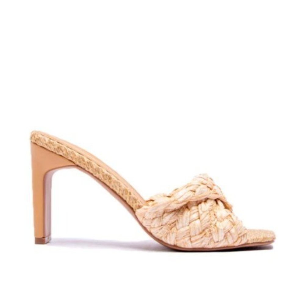 !! NEW !! Raffia Mule Heels in Natural - Picture 7 of 11